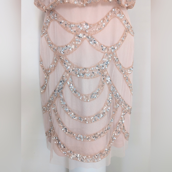 AIDAN MATTOX Light Pink/Blush Blouson Beaded Dress Size 4 - Picture 12 of 16